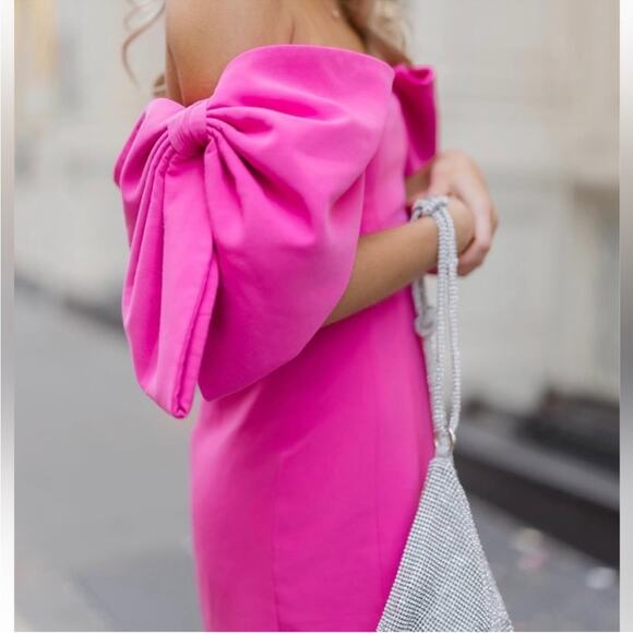 TOCCIN Bow Sleeve Pink Mini Dress size 2 - Picture 3 of 16